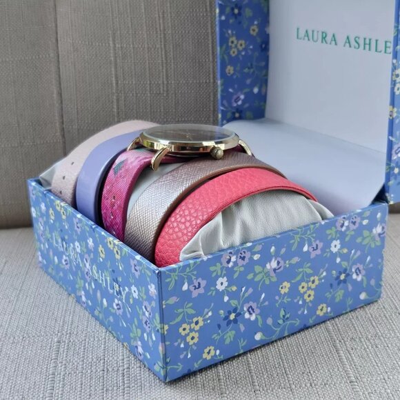 Laura Ashley Women Wristwatch Gold Slidethrough Interchangeable Strap Watch $395 - Picture 3 of 13